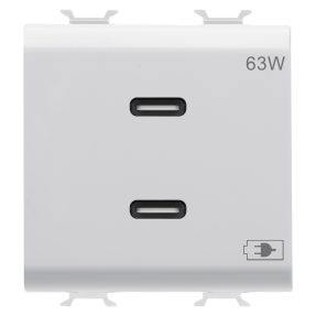 încărcător usb - tip c+c - 63w - alb satinat - 2 modul - chorusmart