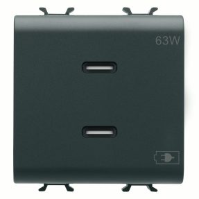 încărcător usb - tip c+c - 63w - negru satinat - 2 modul - chorusmart