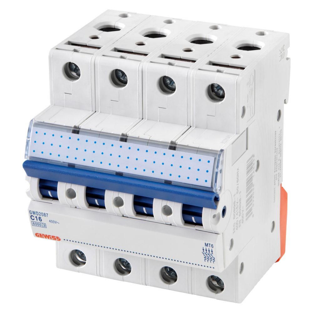 disjoncteur magnétothermique - mt4 - 4p courbe c 6a - 4 modules