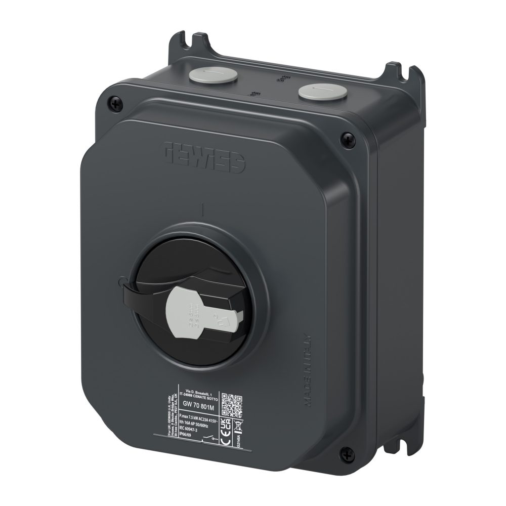  rotary isolator switch - hp - surface-mounting - control - aluminium enclosure - 16a 8p - lockable black knob - ip66/ip69