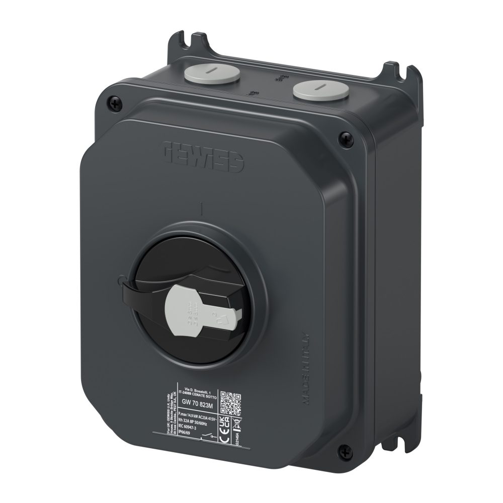  rotary isolator switch - hp - surface-mounting - control - aluminium enclosure - 40a 8p - lockable black knob - ip66/ip69