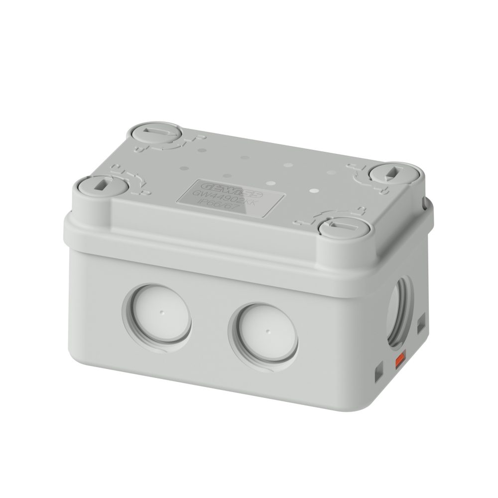 junction box - 1/4 turn screws - ip66/ip67 - internal dimensions 81x49x46 - threaded membrane entries - ral 7035 - uv - hf - fixing bracket incl.