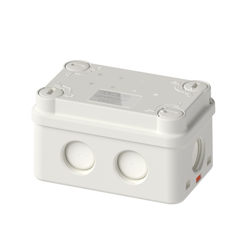 junction box - 1/4 turn screws - ip66/ip67 - internal dimensions 81x49x46 - threaded membrane entries - ral 9016 - uv - hf - fixing bracket incl.