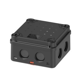 junction box - 1/4 turn screws - ip66/ip67 - internal dimensions 81x81x46 - threaded membrane entries - ral 9005 - uv - hf - fixing bracket incl.