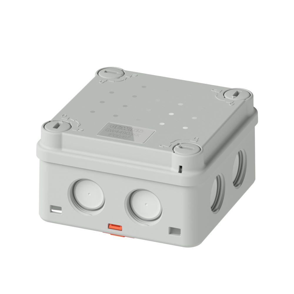 junction box - 1/4 turn screws - ip66/ip67 - internal dimensions 81x81x46 - threaded membrane entries - ral 7035 - uv - hf - fixing bracket incl.