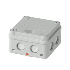 junction box - 1/4 turn screws - ip66/ip67 - internal dimensions 81x81x46 - threaded membrane entries - ral 7035 - uv - hf - fixing bracket incl.