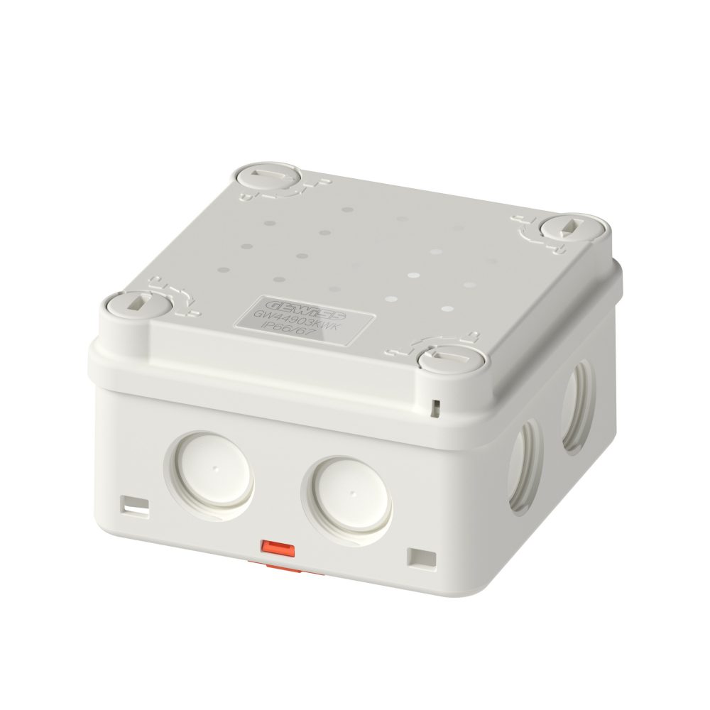 junction box - 1/4 turn screws - ip66/ip67 - internal dimensions 81x81x46 - threaded membrane entries - ral 9016 - uv - hf - fixing bracket incl.