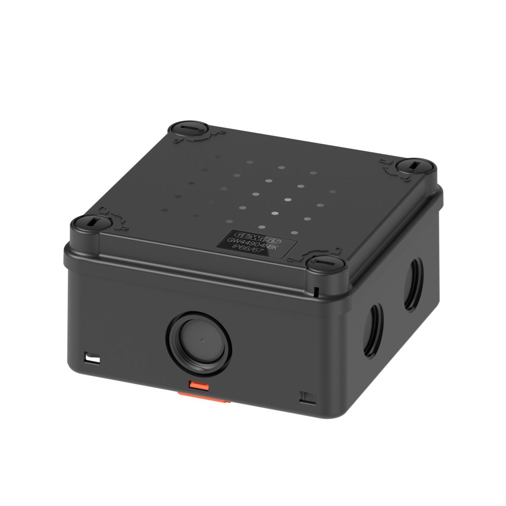 junction box - 1/4 turn screws - ip66/ip67 - internal dimensions 100x100x52 - threaded membrane entries - ral 9005 - uv - hf - fixing bracket incl.