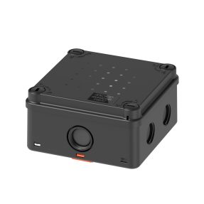 junction box - 1/4 turn screws - ip66/ip67 - internal dimensions 100x100x52 - threaded membrane entries - ral 9005 - uv - hf - fixing bracket incl.