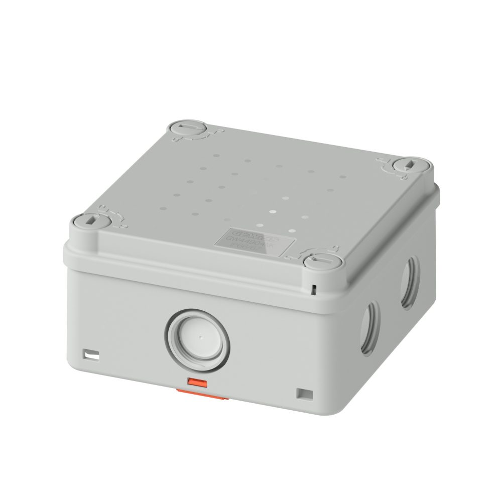 junction box - 1/4 turn screws - ip66/ip67 - internal dimensions 100x100x52 - threaded membrane entries - ral 7035 - uv - hf - fixing bracket incl.