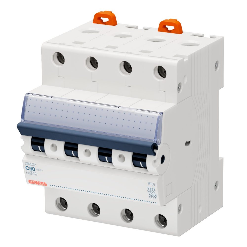  miniaturní jistič – mt 60 – 4p charakteristika c 50 a – 4 moduly