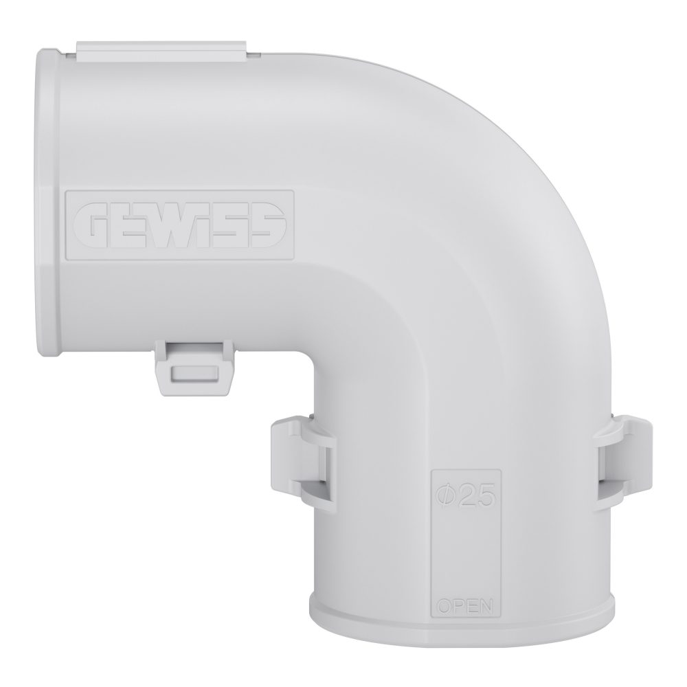 rke/25g inspecteerbaar hoekstuk 90gr ip40 - halogeenvrij - ø 25mm -grijs