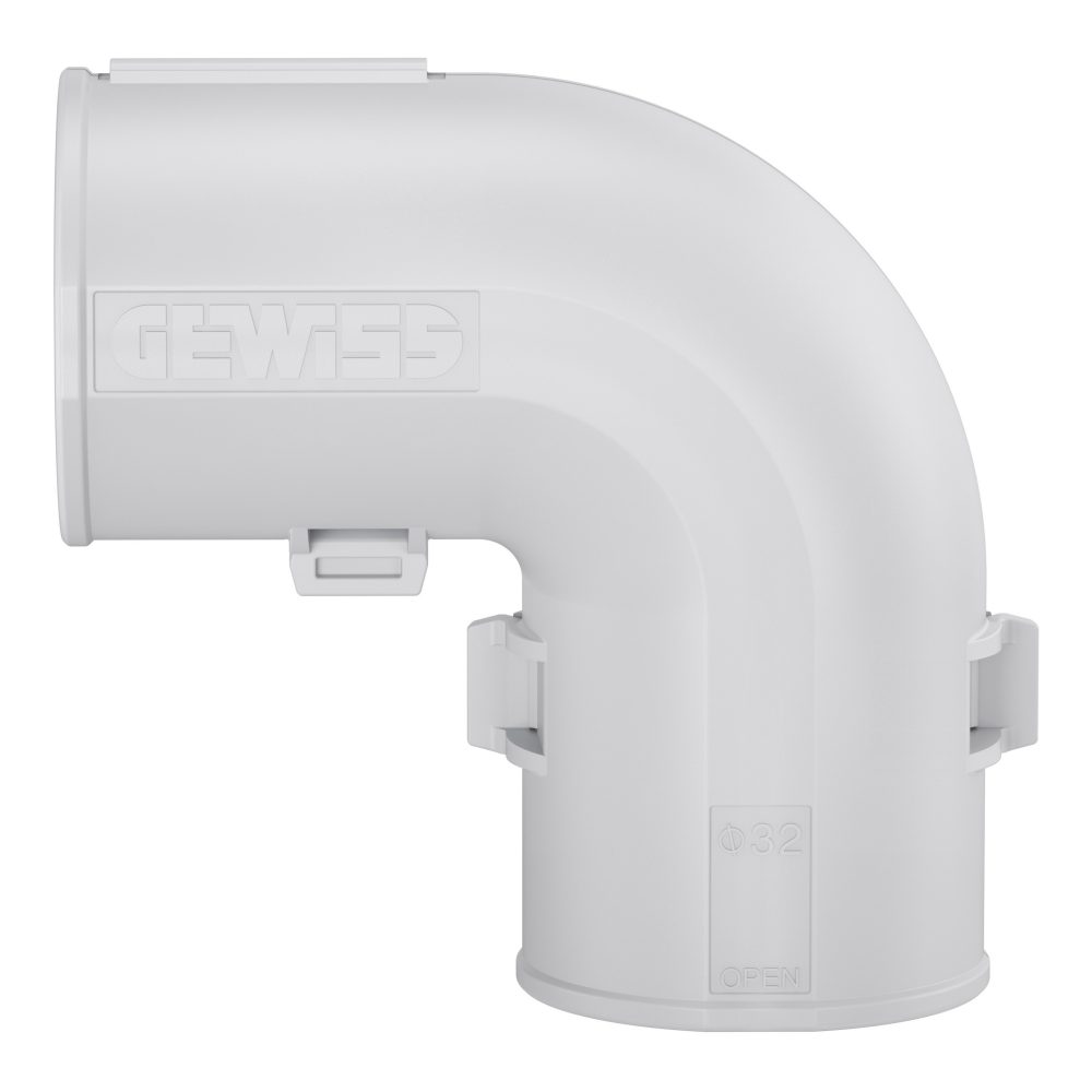 rke/32g inspecteerbaar hoekstuk 90gr ip40 - halogeenvrij - ø 32mm -grijs