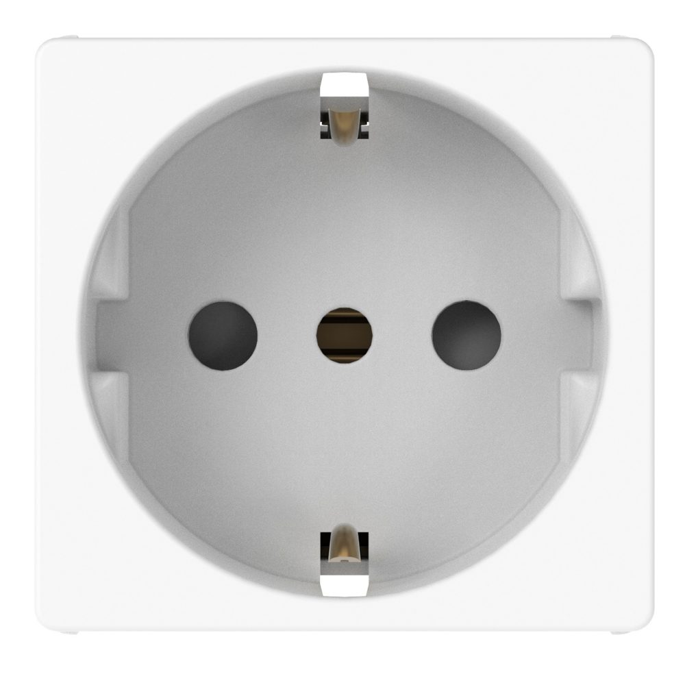 italian/german standard socket-outlet 250v ac - 2p+e 16a - p30 - 2 modules - glossy white - system pura