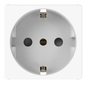 italian/german standard socket-outlet 250v ac - 2p+e 16a - p30 - 2 modules - glossy white - system pura