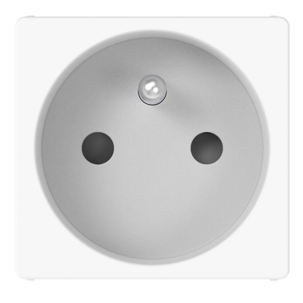 french standard socket-outlet 250v ac - 2p+e 16a - 2 modules - glossy white - system pura