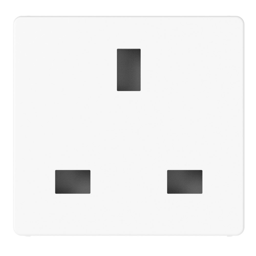 british standard socket-outlet 250v ac - 2p+e 13a - 2 modules - glossy white - system pura