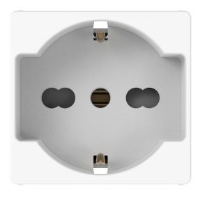 italian/german standard socket-outlet 250v ac - 2p+e 10/16a - p40 - 2 modules - glossy white - system pura