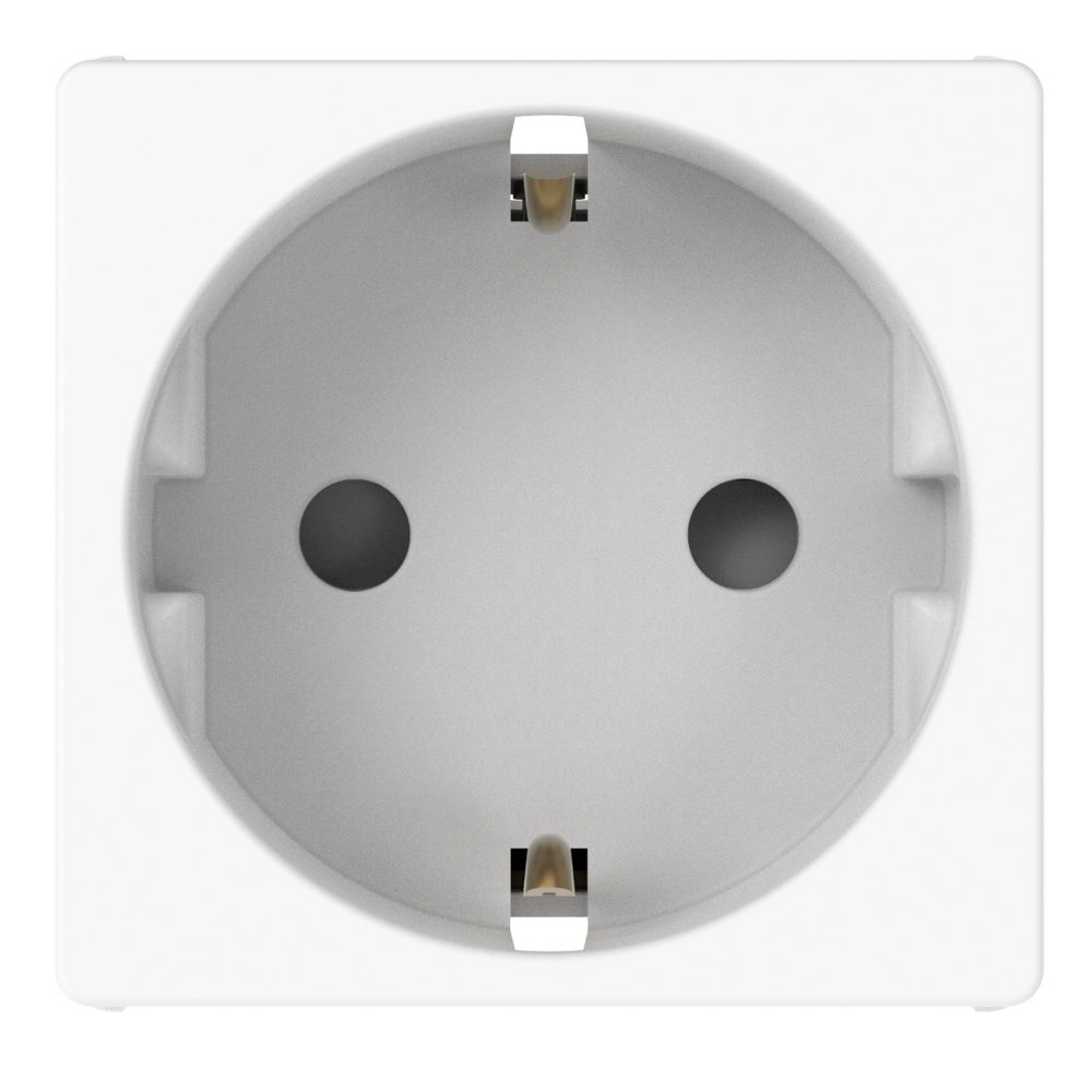 german standard socket-outlet 250v ac - 2p+e 16a - 2 modules - glossy white - system pura