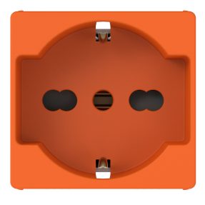 italian/german standard socket-outlet 250v ac - for dedicated lines - 2p+e 10/16a - p40 - 2 modules - orange - system pura