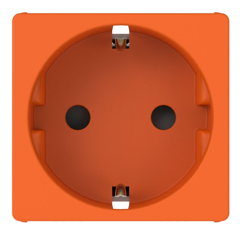 german standard socket-outlet 250v ac - for dedicated lines - 2p+e 16a - 2 modules - orange - system pura