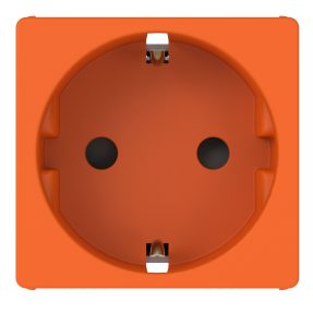 german standard socket-outlet 250v ac - for dedicated lines - 2p+e 16a - 2 modules - orange - system pura
