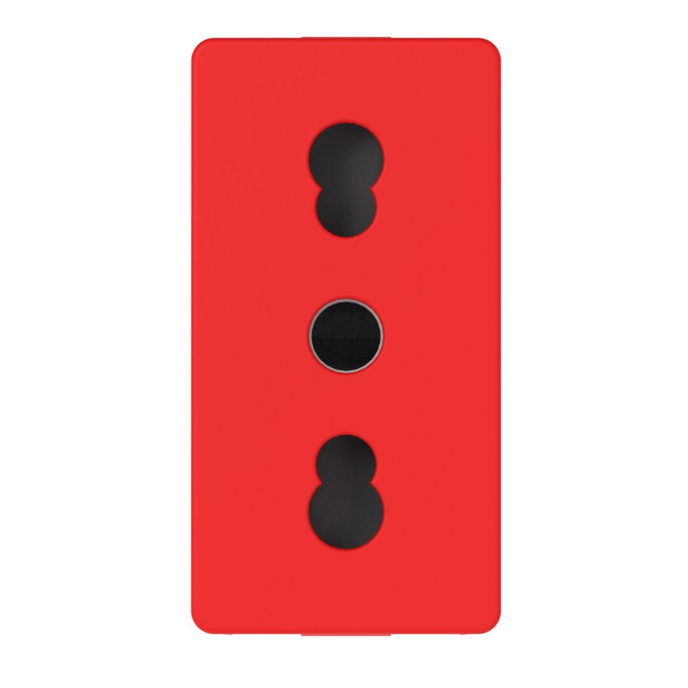 presa standard italiano 250v ac - per linee dedicate - 2p+t 16a bivalente - p11/p17 - 1 modulo - rosso - system pura
