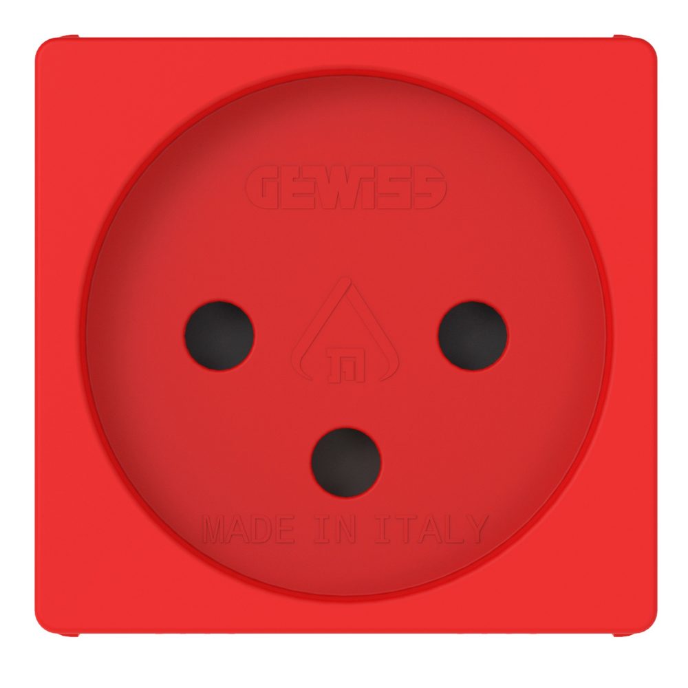israeli standard socket-outlet for dedicated lines 250v ac - 2p+e 16a - 2 modules - red - system pura