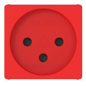 israeli standard socket-outlet for dedicated lines 250v ac - 2p+e 16a - 2 modules - red - system pura