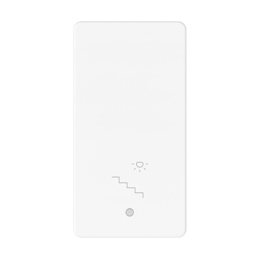 pulsante unipolare 250v ac - na 10a - illuminabile - simbolo scale - 1 modulo - bianco satinato - system pura