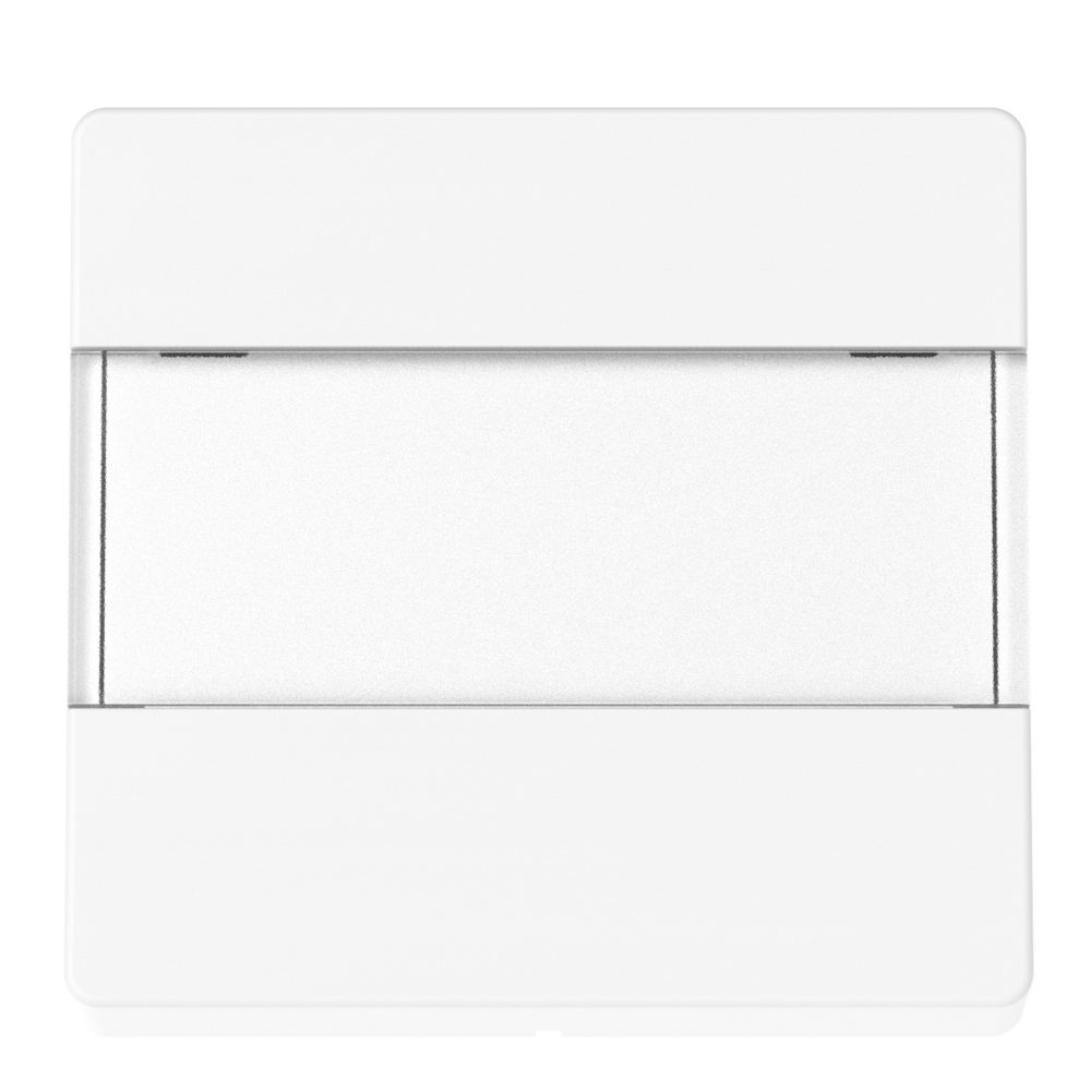 pulsante con targa portanome illuminabile 250v ac - na 10a - 2 moduli - bianco lucido - system pura