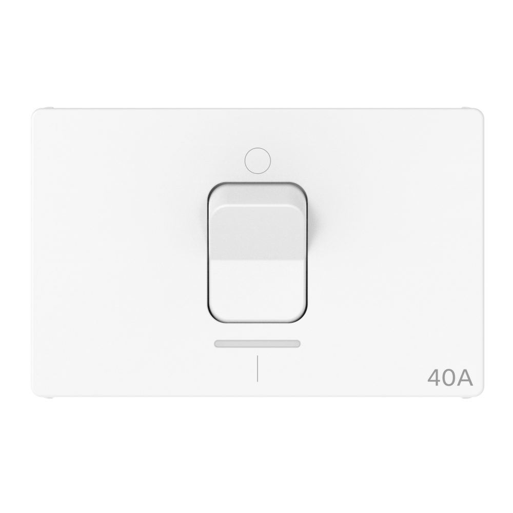 interruttore bipolare 250v ac - 40a - luminoso - 3 moduli - bianco satinato - system pura