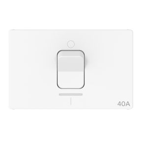 interruttore bipolare 250v ac - 40a - luminoso - 3 moduli - bianco satinato - system pura