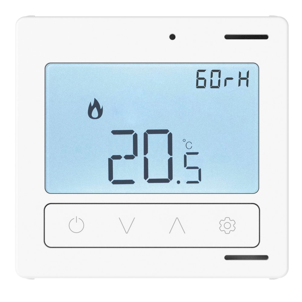 termostato connesso con misura umidita' - zigbee - 100-240v ac 50/60hz - na 5a (ac1) 240v ac - 2 moduli - bianco lucido - system pura