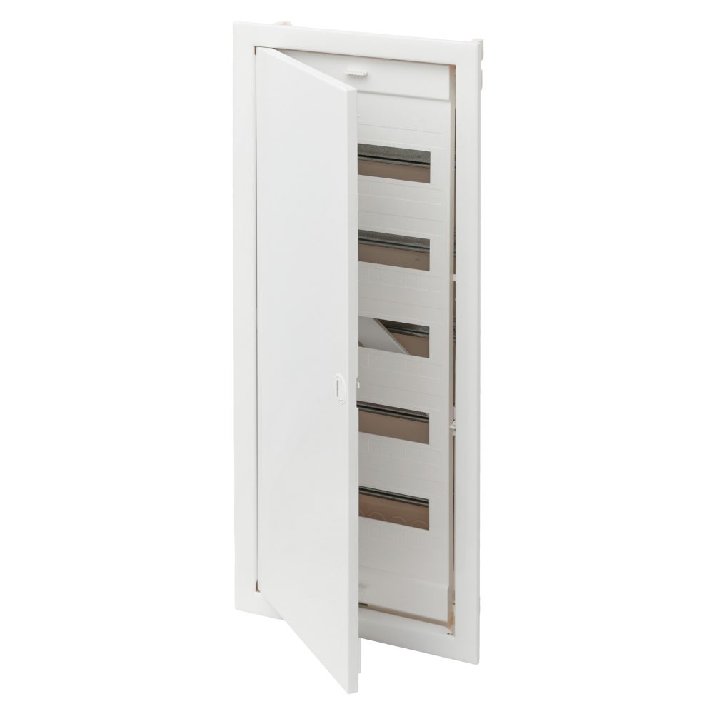 centralino da incasso per pareti in cartongesso - con morsettiere - 60 moduli - porta cieca e cornice in metallo
