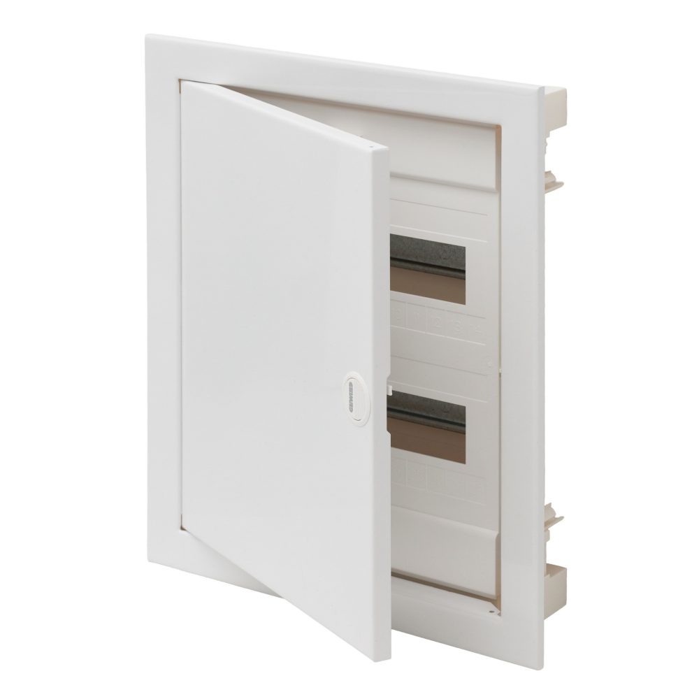 centralino da incasso per pareti in cartongesso - con morsettiere - 24 moduli - porta cieca e cornice in metallo