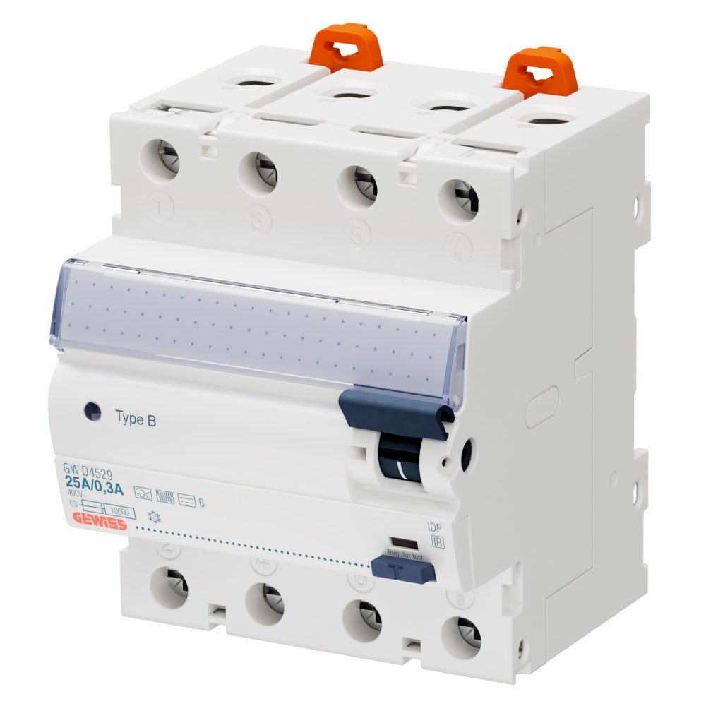 interrupteur différentiel - idp - 4p 25 a immunité type b idn=0,3 - 4 modules
