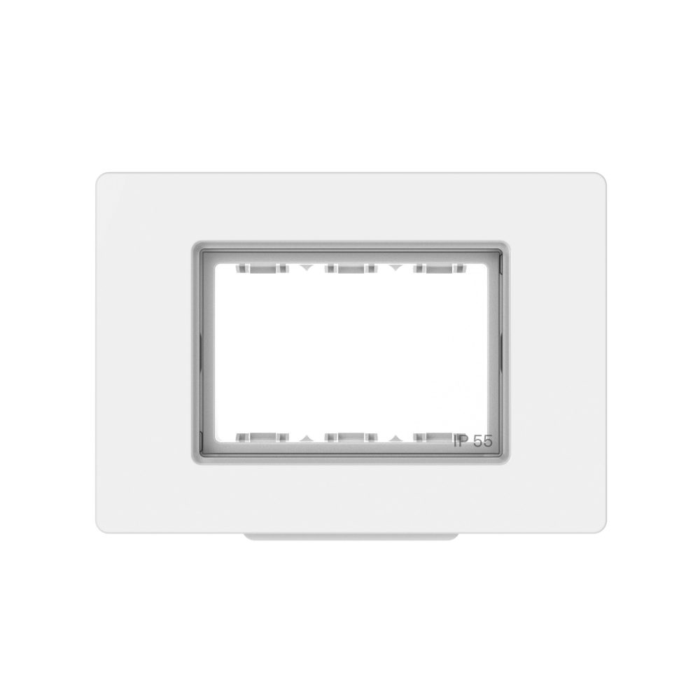 placca stagna - ip55 - 3 posti - bianco lucido - system pura