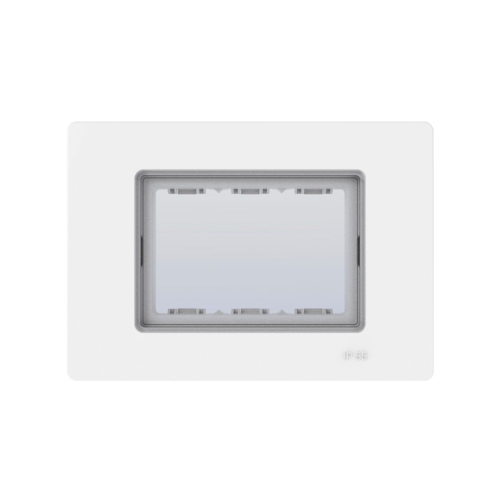placca stagna - ip55 - 3 posti - bianco lucido - system pura