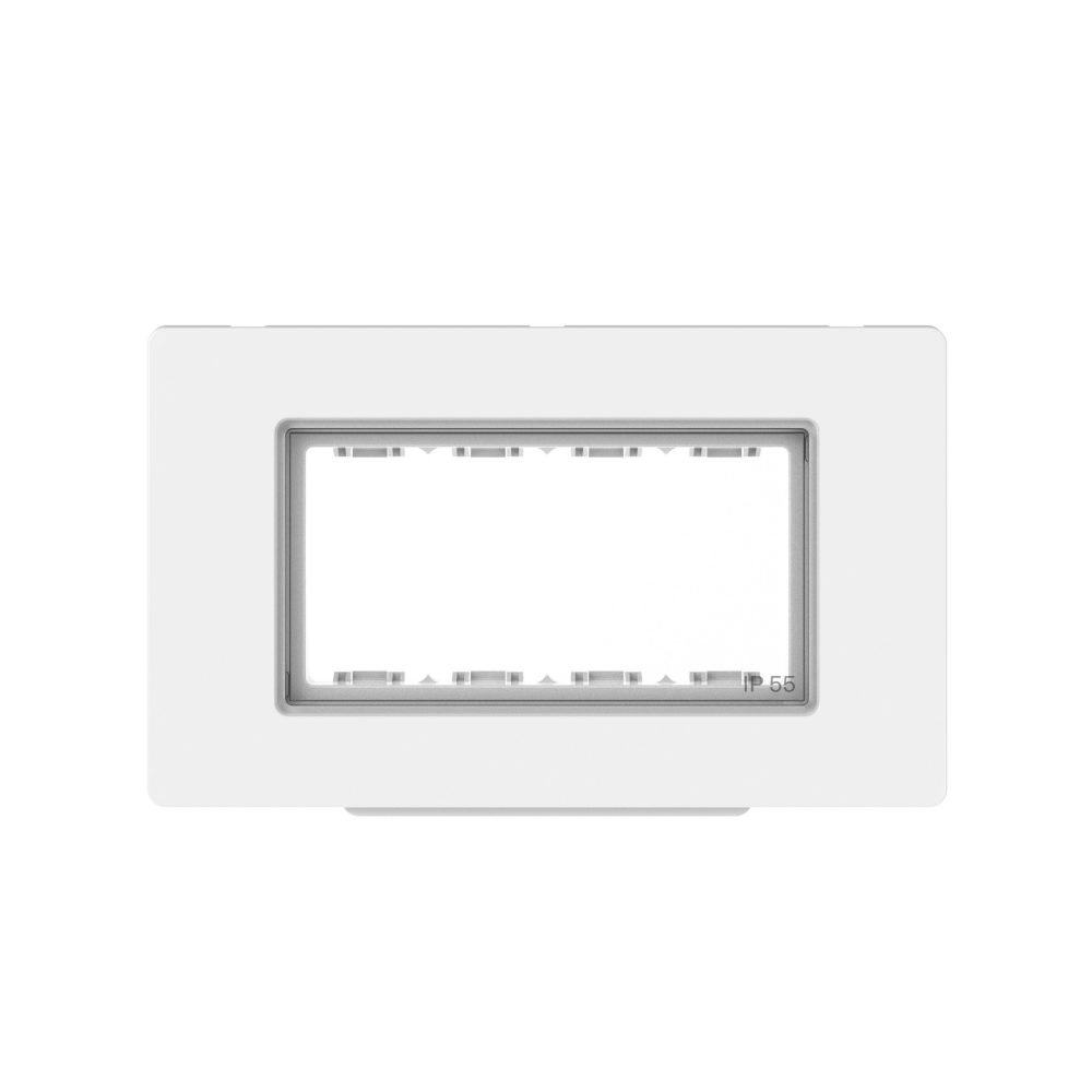 placca stagna - ip55 - 4 posti - bianco lucido - system pura