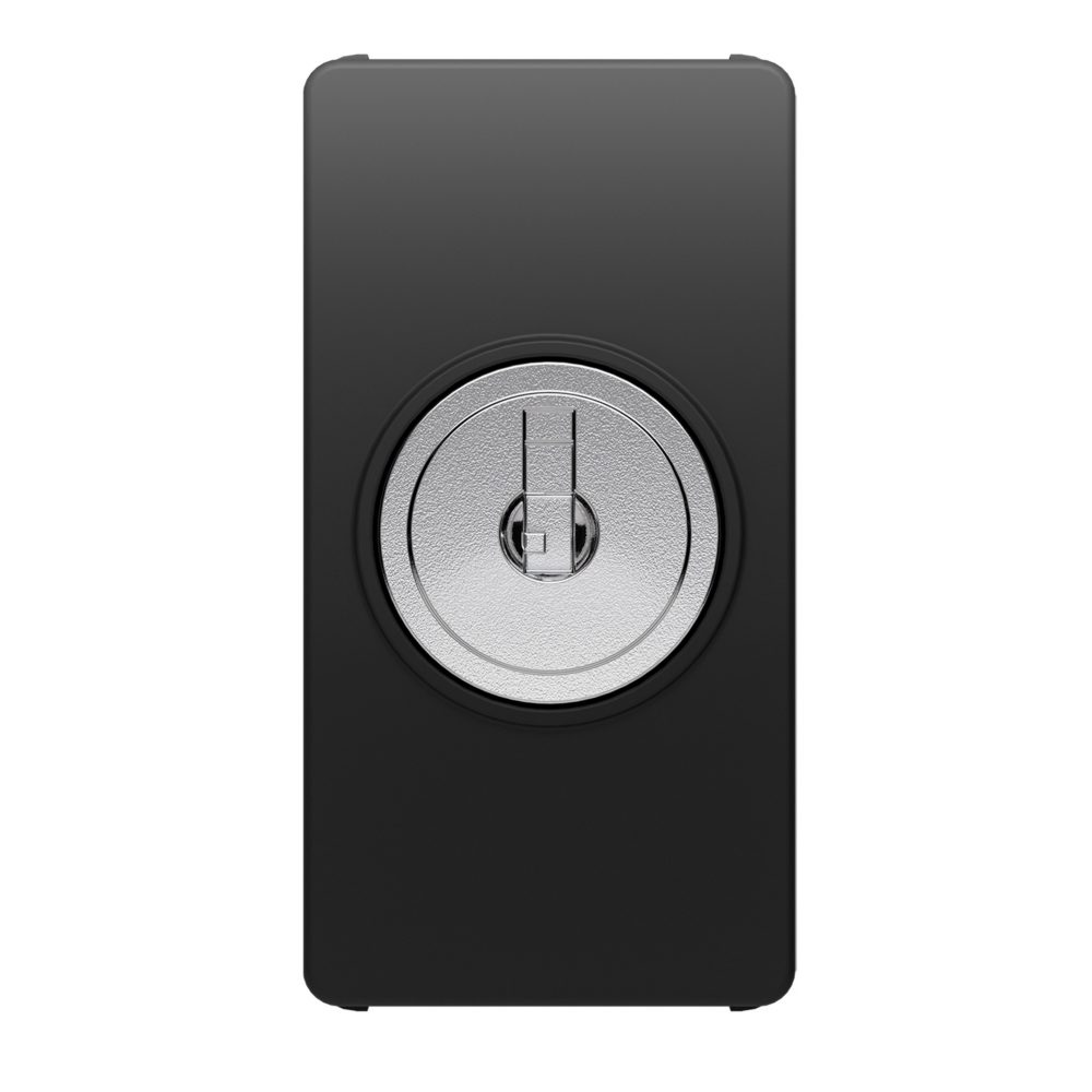 deviatore unipolare 250v ac - 10ax - con chiave - 1 modulo - nero satinato - system pura