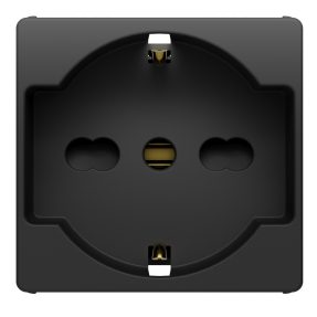 presa standard italiano/tedesco 250v ac - 2p+t 16a bivalente - p40 - 2 moduli - nero satinato - system pura