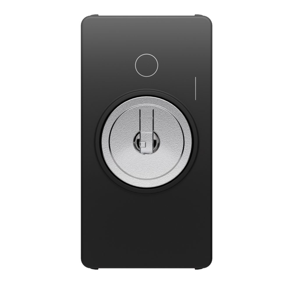 pulsante bipolare 250v ac - na 10a - con chiave - 1 modulo - nero satinato - system pura