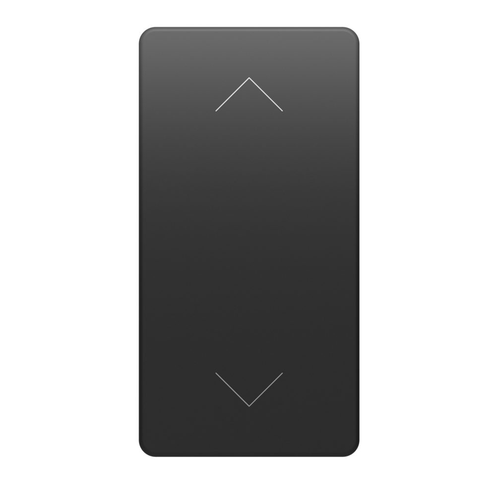 commutatore unipolare 250v ac - 10ax - simbolo su/giu' - 1 modulo - nero satinato - system pura