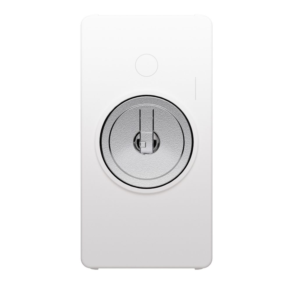 push-button 2p 250v ac - no 10a - with key - 1 module - glossy white - system pura