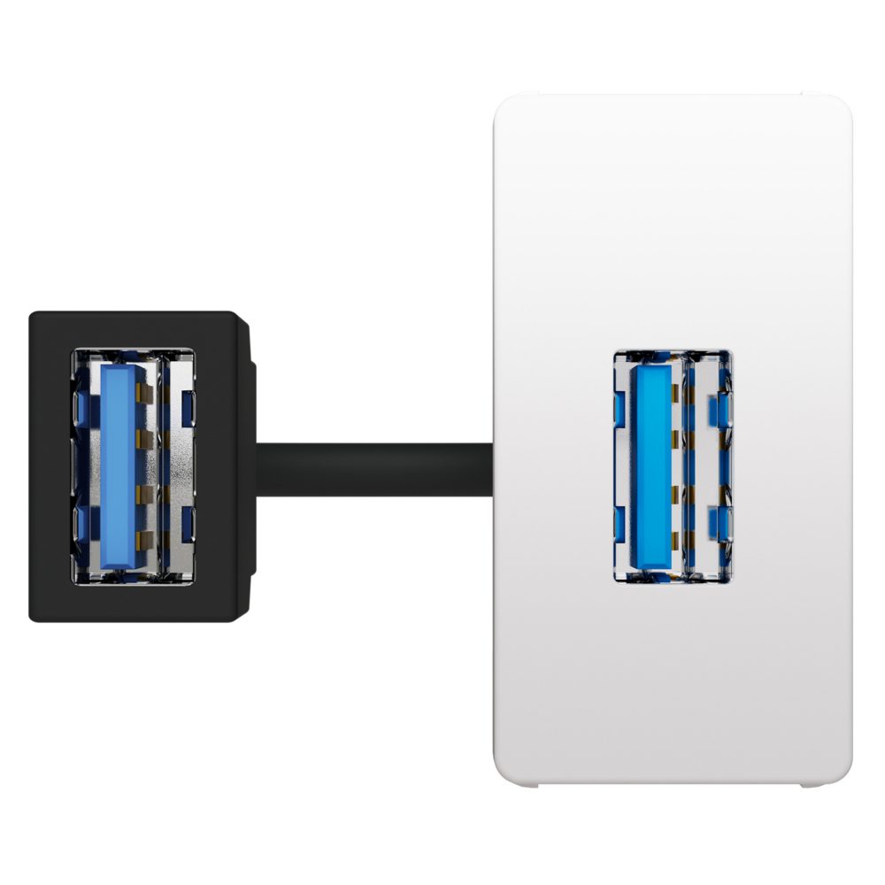 connettore usb tipo a 3.0 preconnesso - 1 modulo - bianco lucido - system pura