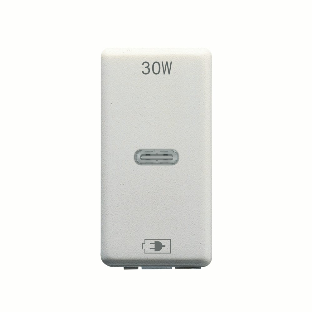 alimentatore usb - tipo c - 30w power delivery - bianco - 1 modulo - system