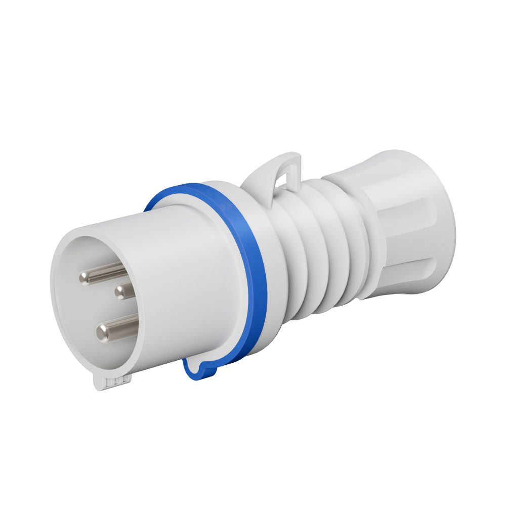 cee contactstop 2p+a 32a 200/250v 50/60hz - blauw - 6h - stekker recht - ip44/ip54+steeklas aansluiting
