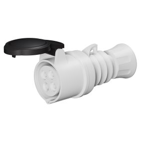 cee koppelcontactstop 3p+a 16a 480/500v 50/60hz - zwart - 7h - contrastekker recht - ip44/ip54 + schroefdraad aansluiting