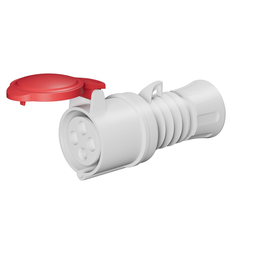 cee koppelcontactstop 3p+a 32a 380/415v 50/60hz - rood - 6h - contrastekker recht - ip44/ip54 + schroefdraad aansluiting